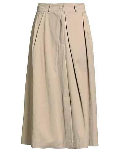 TENSIONE IN Midi skirt Beige 57% Cotton, 40% Polyamide, 3% Elastane