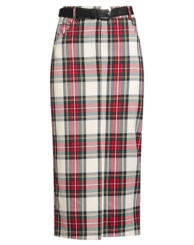 TENSIONE IN Midi skirt Red 78% Polyester, 19% Viscose, 3% Elastane