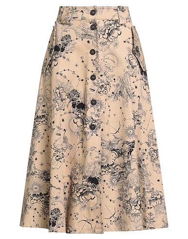 TENSIONE IN Midi skirt Sand 97% Cotton, 3% Elastane