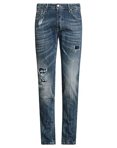 DANIELE ALESSANDRINI HOMME Denim trousers Blue 99% Cotton, 1% Elastane