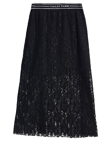 GAëLLE Paris Midi skirt Black 100% Polyester, Polyamide, Viscose