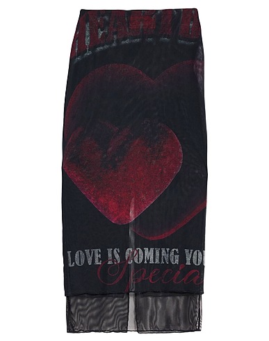 VISION OF SUPER Midi skirt Black 95% Polyester, 5% Elastane