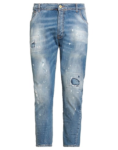 YES LONDON Denim trousers Blue 98% Cotton, 2% Elastane