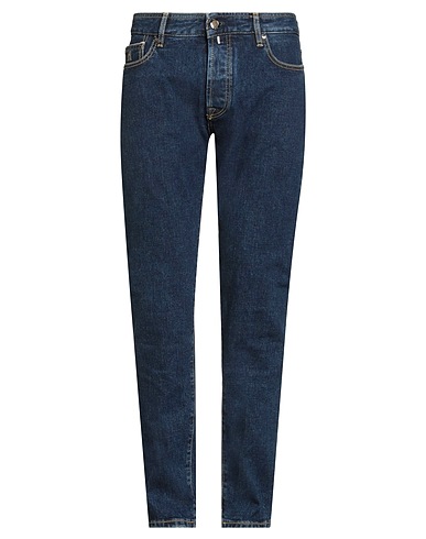MOORER Denim trousers Blue 95% Cotton, 5% Elastane