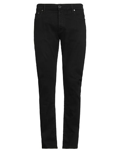 MOORER Denim pants Black 98% Cotton, 2% Elastane