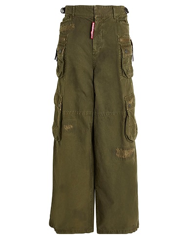 DSQUARED2 Casual trouser Military green 100% Cotton, Calfskin