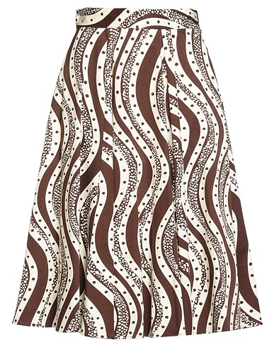MAX&Co. x DURO OLOWU Midi skirt Brown 97% Cotton, 3% Elastane