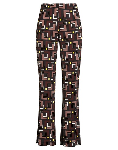 MALÌPARMI Casual trouser Dark brown 92% Viscose, 8% Elastane