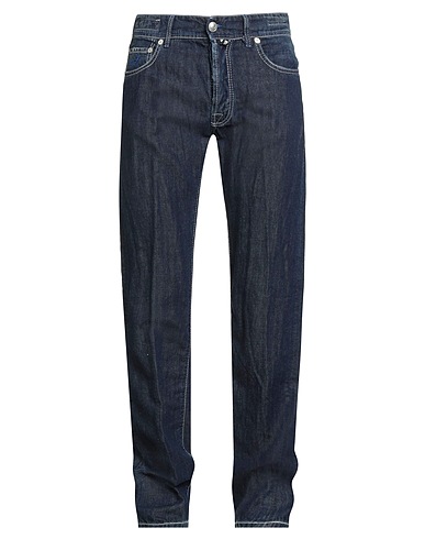 JACOB COHЁN Denim trousers Blue 64% Cotton, 36% Linen