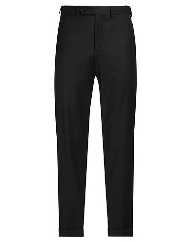 PAOLONI Casual pants Black 99% Virgin Wool, 1% Elastane