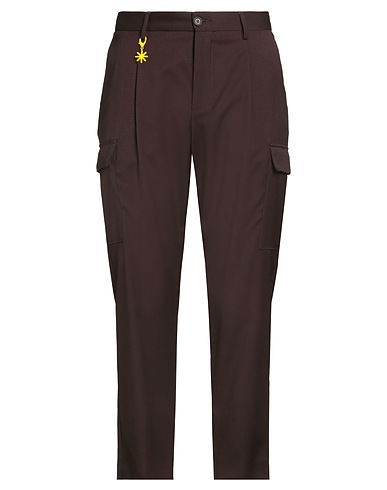 MANUEL RITZ Casual pants Chocolate brown 98% Wool, 2% Elastane