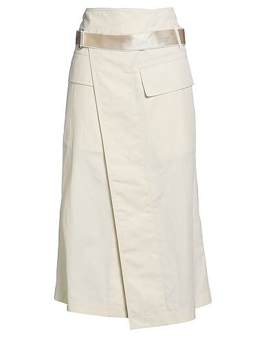 HELMUT LANG Midi skirt Cream 75% Cotton, 25% Nylon