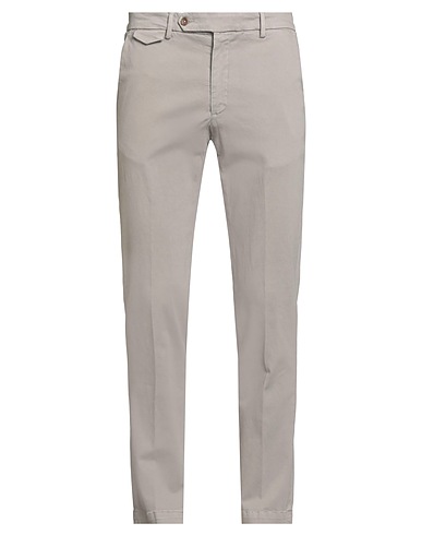 PAOLONI Casual trouser Light grey 98% Cotton, 2% Elastane