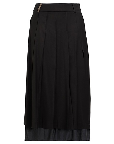 PESERICO Midi skirt Black 60% Virgin Wool, 37% Viscose, 3% Elastane, Cotton, Silk
