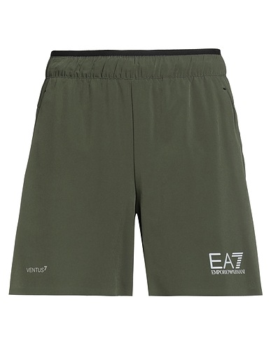 EA7 Shorts & Bermuda Military green 87% Polyester, 13% Elastane
