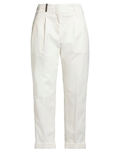 PESERICO Casual trouser White 98% Cotton, 2% Elastane