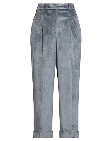 PESERICO Casual trouser Slate blue 50% Cotton, 48% Viscose, 2% Elastane, Leather