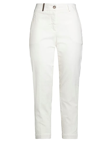 PESERICO Denim trousers BIANCO 98% Cotton, 2% Elastane, Leather