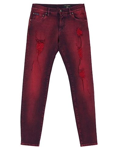 DOLCE&GABBANA Denim trousers Burgundy 100% Cotton