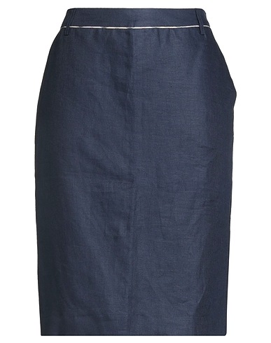 BARBOUR Midi skirt Slate blue 100% Linen