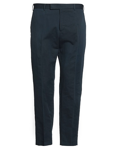 PT Torino Casual trouser Navy blue 60% Cotton, 40% Linen
