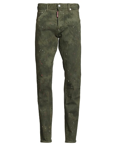 DSQUARED2 ジーンズ ミリタリーグリーン コットン 97% / ポリウレタン 3% / 牛革(カーフ)