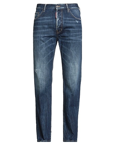 DSQUARED2 Denim pants Blue 100% Cotton, Calfskin