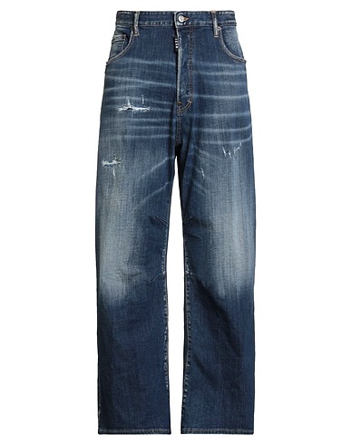 DSQUARED2 Denim trousers ICON Blue 99% Cotton, 1% Elastane, Calfskin