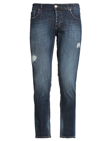 MASSIMO BRUNELLI Denim trousers Blue 98% Cotton, 2% Elastane