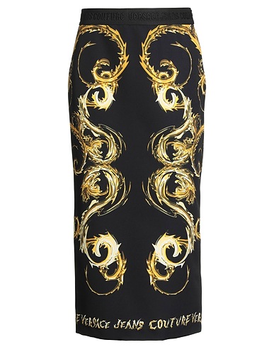 VERSACE JEANS COUTURE Midi skirt Black 91% Polyester, 9% Elastane