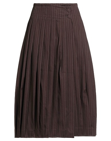 REMAIN BIRGER CHRISTENSEN Midi skirt Chocolate brown 97% Cotton, 2% Elastane, 1% Polyester