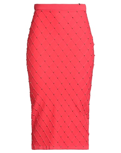 ELISABETTA FRANCHI Midi skirt Coral 52% Viscose, 28% Polyamide, 20% Polyester, Acrylic