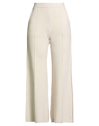 SOUVENIR Casual trouser PRIVÉE Cream 38% Polyester, 32% Acrylic, 30% Wool
