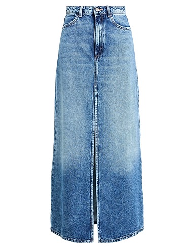 ICON DENIM Denim skirt Blue 100% Cotton