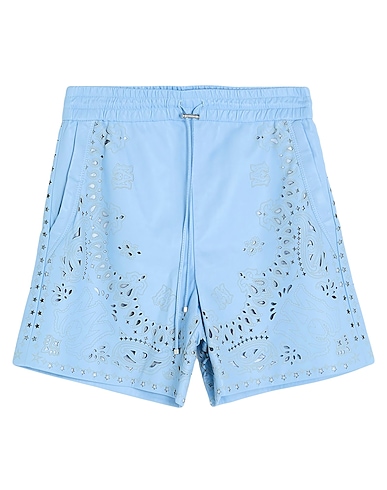 AMIRI Shorts & Bermuda Light blue 100% Leather