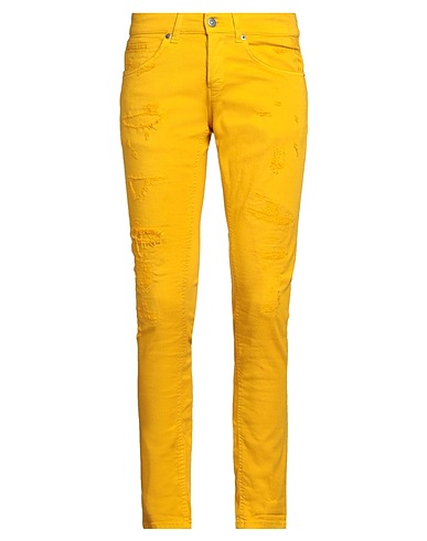 DONDUP Denim pants Yellow 92% Cotton, 6% Elastomultiester, 2% Elastane