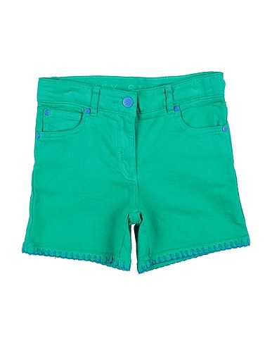 STELLA McCARTNEY KIDS Denim shorts Emerald green 98% Cotton, 2% Elastane, Polyester
