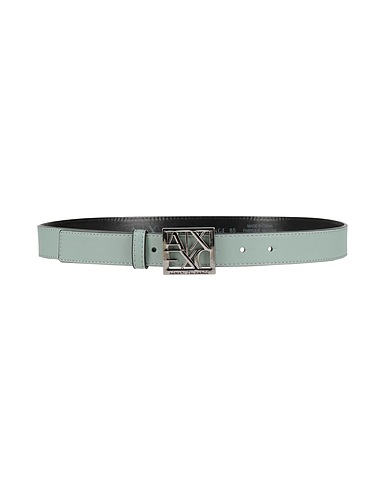 ARMANI EXCHANGE Regular belt Sage green 100% Polyester, Polyurethane