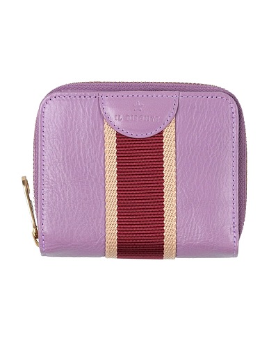 IL BISONTE Wallet Lilac Leather, Textile fibres