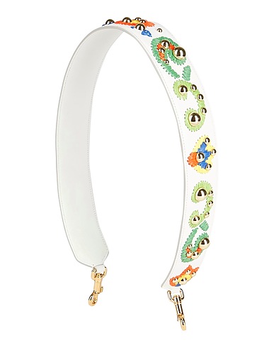 DOLCE&GABBANA Accessori borsa e charm Bianco Pelle di vitello, Rafia naturale