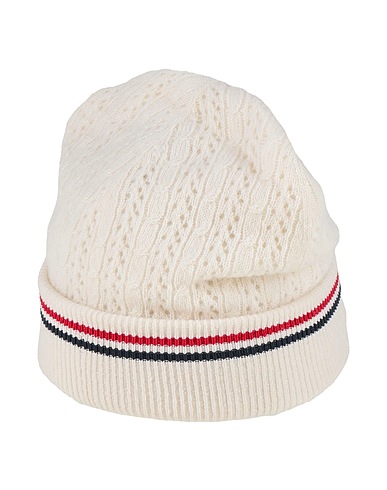 THOM BROWNE Hat Ivory 92% Cashmere, 4% Silk, 3% Polyamide, 1% Elastane