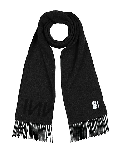 GANNI Scarves and foulards Charcoal 90% Recycled wool, 10% Wool
