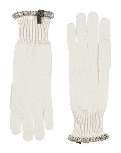 BRUNELLO CUCINELLI Gloves Ivory 100% Cashmere, Brass, Viscose, Polyester