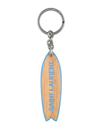 SAINT LAURENT Key ring Black Leather, Wood