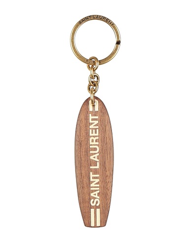 SAINT LAURENT Schlüsselanhänger Braun Leder, Holz