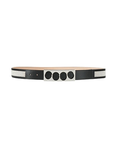 MCQUEEN Regular belt Black Leather, Textile fibres