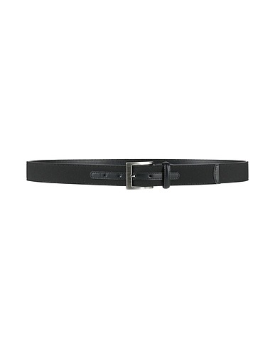CANALI Leather belt Black Leather, Textile fibres