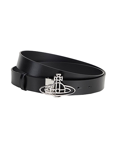 VIVIENNE WESTWOOD Regular belt THIN LINE ORB BELT /
 Black 100% Cow leather