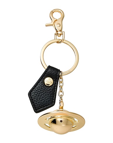 VIVIENNE WESTWOOD Key ring 3D ORB LIGHT GOLD
 Black 100% Iron, Leather