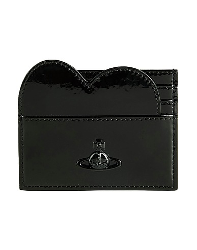 VIVIENNE WESTWOOD Small Leather Goods HEART CARD HOLDER
 Black 100% Cow leather
